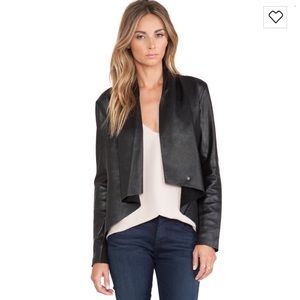 Bardot Drape Front Leather Jacket In 